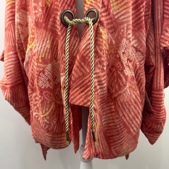 Free People ‘Shibori’ tie front coral kimono - Picture 7 of 13